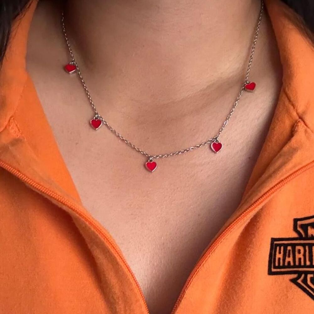 Women's Silver and Red Jewelry